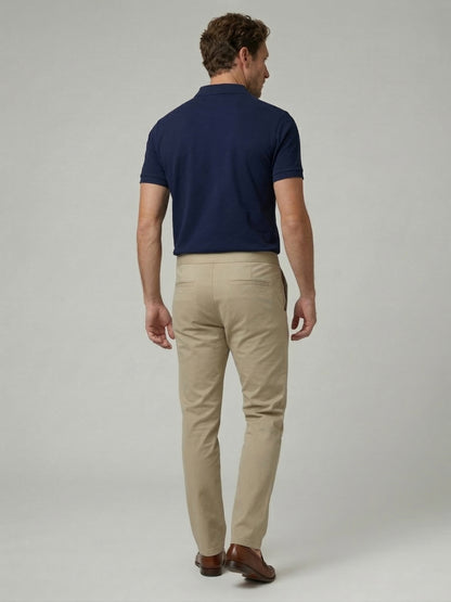 Celio Mens Beige Dobby Slim Fit Polyester Casual Trouser