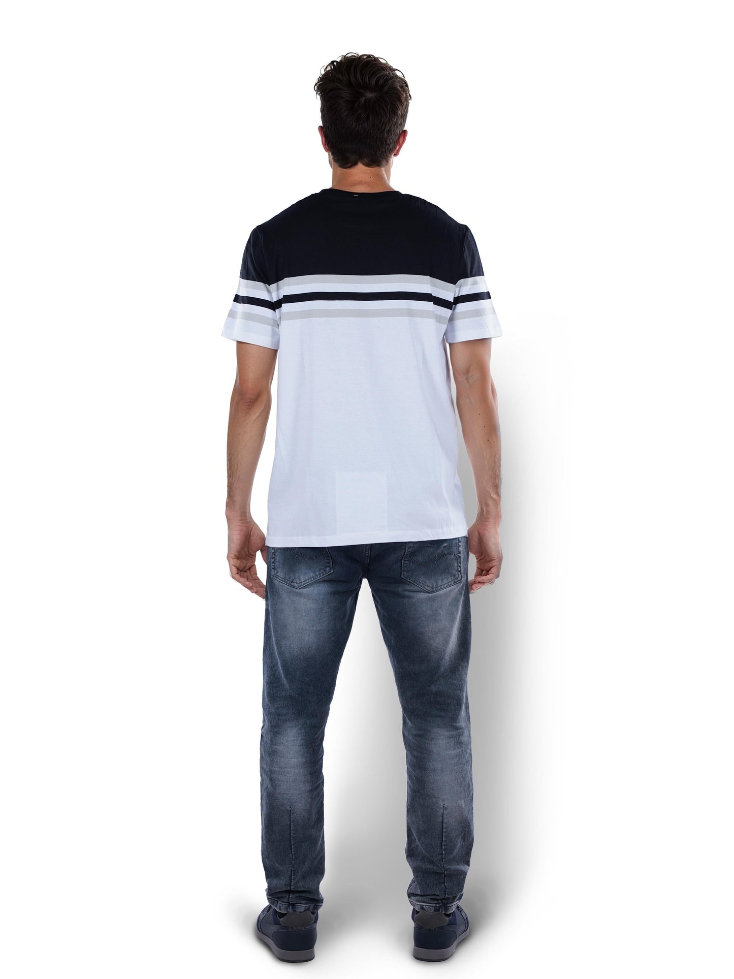 White Colourblock Cotton T-Shirt