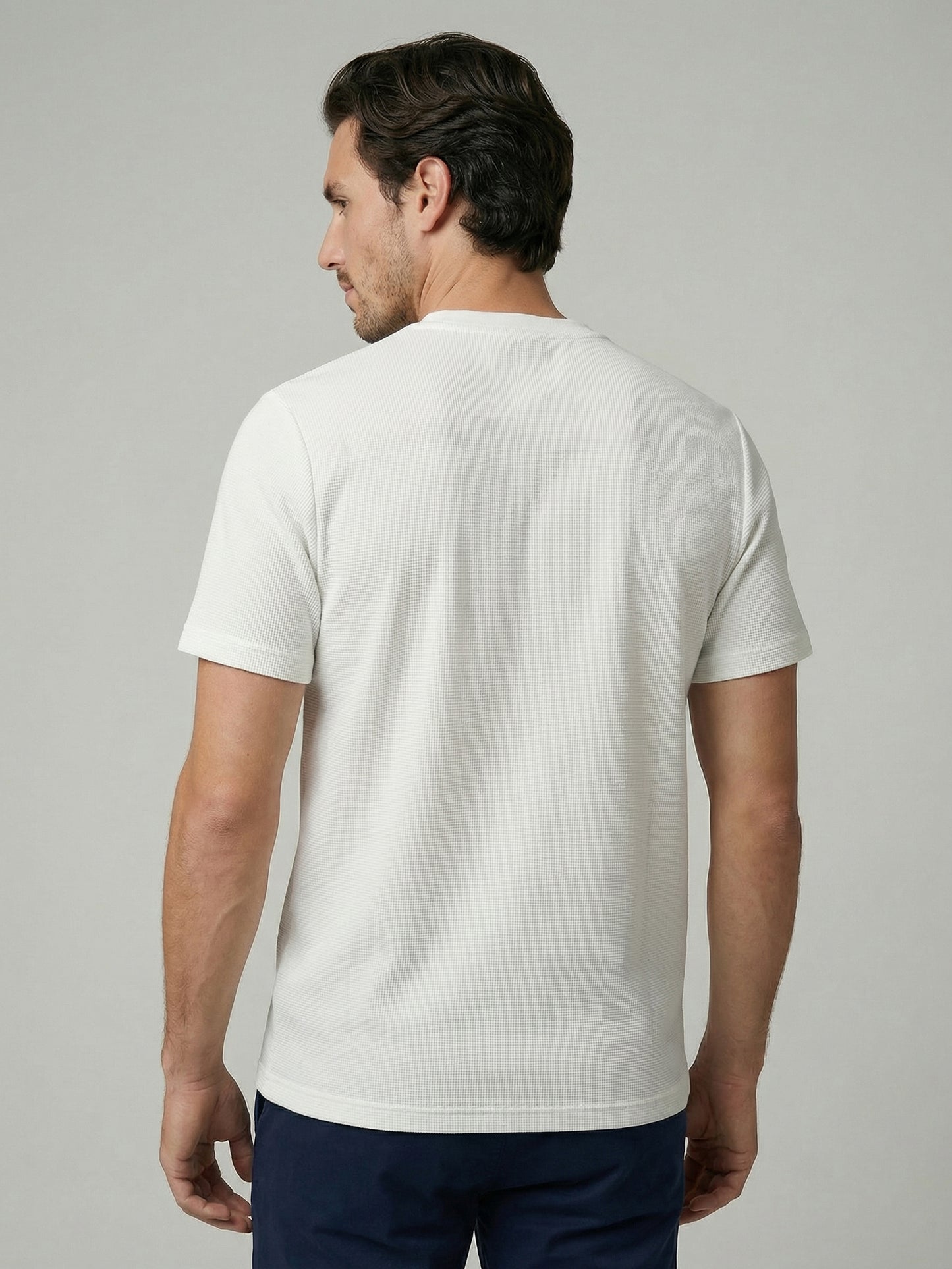 Celio Mens White Structured Regular Fit Cotton T-Shirts