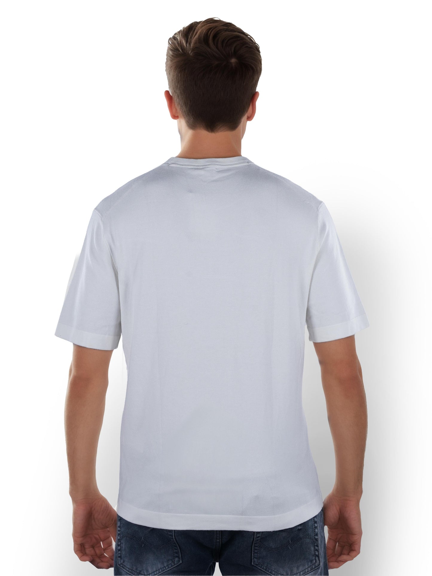 White Solid Viscose T-Shirt