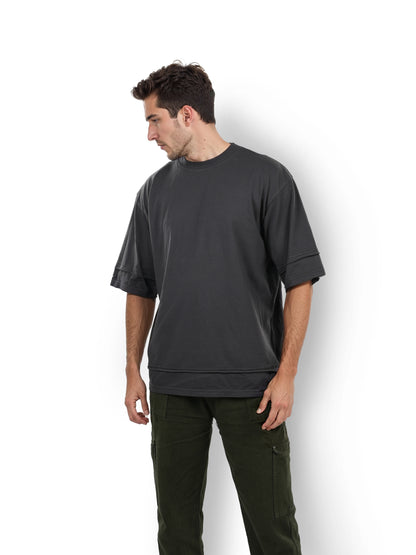 Black Solid Cotton T-shirt