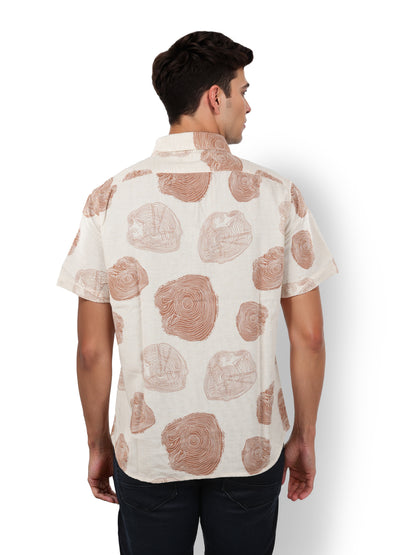 Beige Printed Viscose Shirt