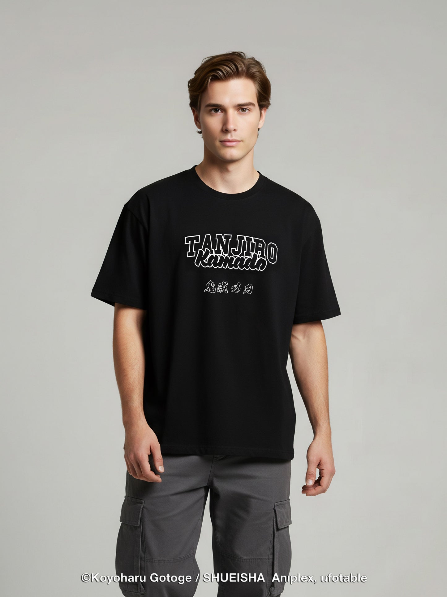 Celio Men Black Printed Oversized Cotton Demon Slayer T-Shirt