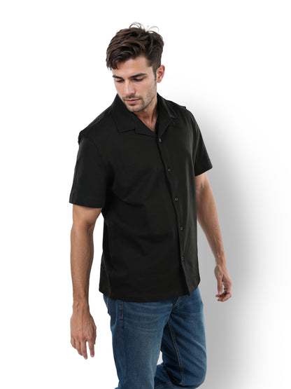 Black Solid Cotton Shirt