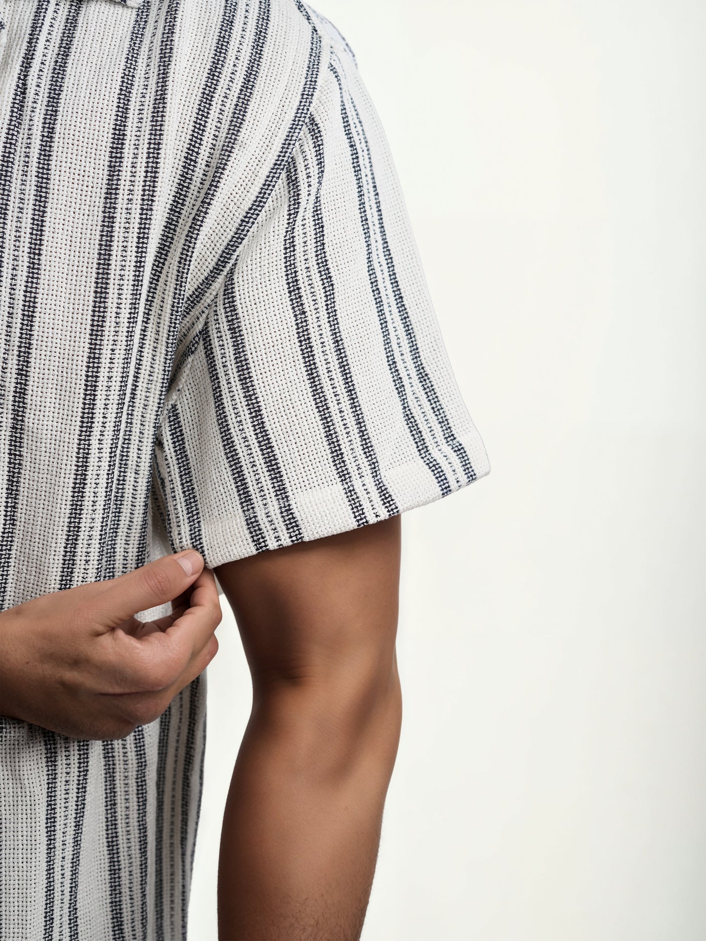 Beige Striped Cotton Shirt