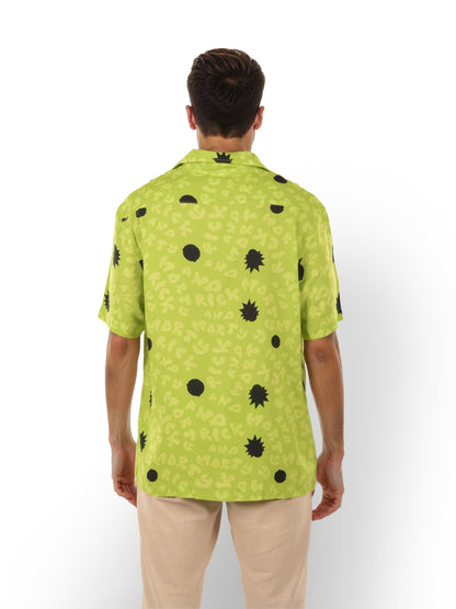 Rick & Morty Green Printed Cotton Shirt