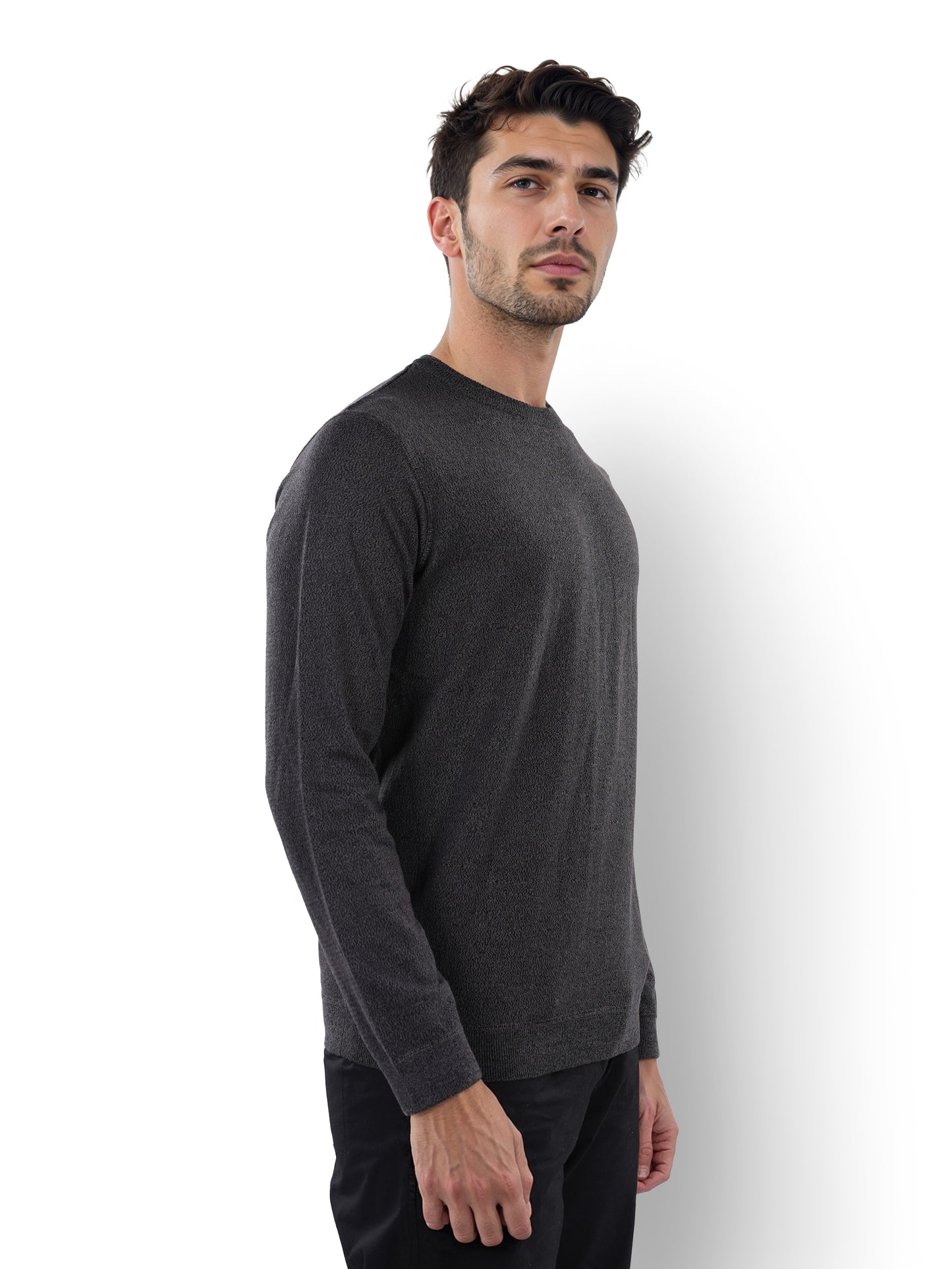 Black Solid Cotton Sweater