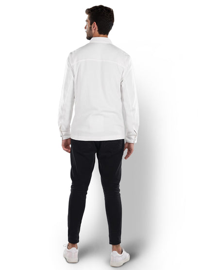 Off White Solid Cotton Shirt