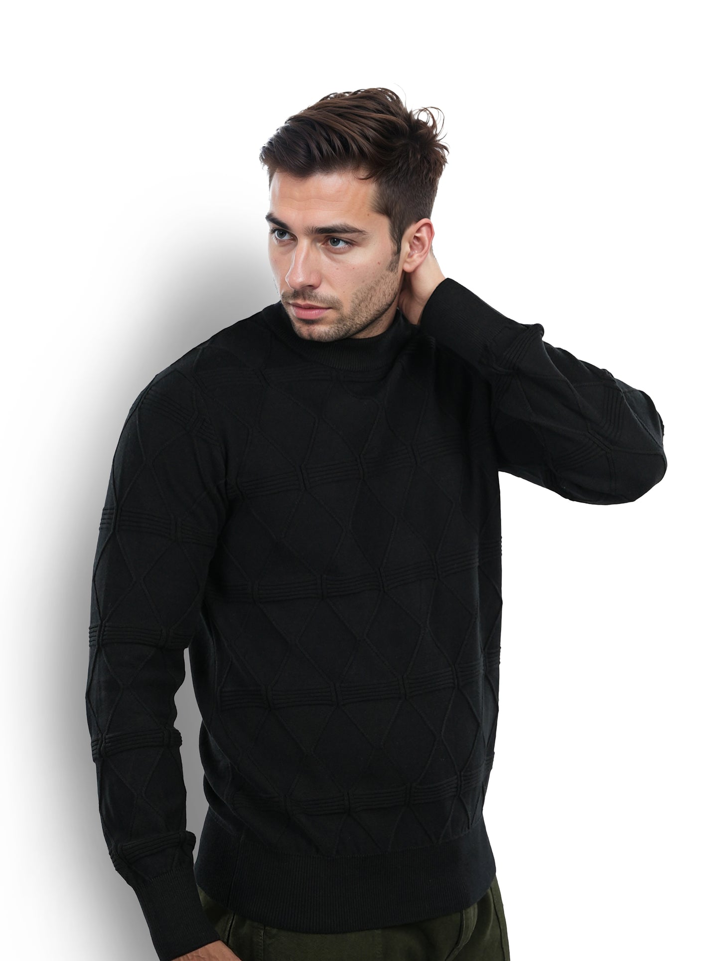 Black Solid Cotton Sweater