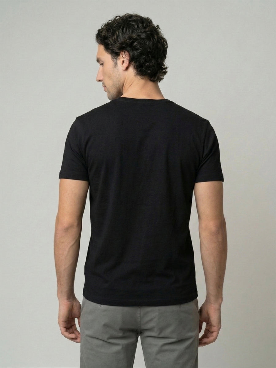 Celio Mens Black Solid Slim Fit Cotton T-Shirts