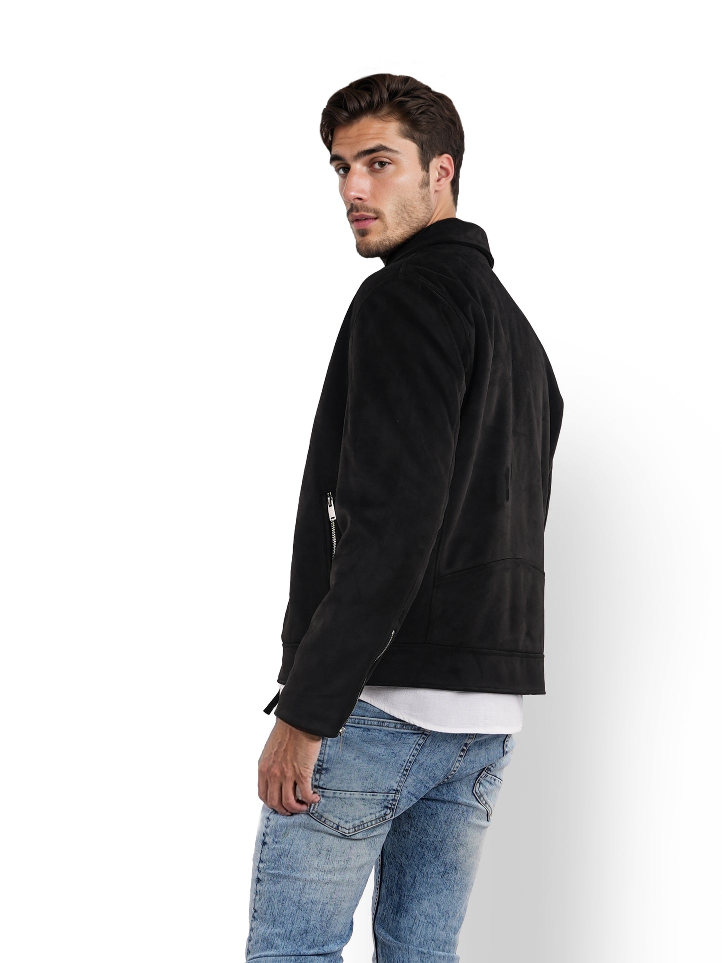 Black Solid Polyester Jacket