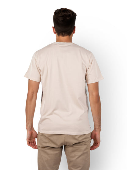 Beige Colourblock Cotton T-shirt