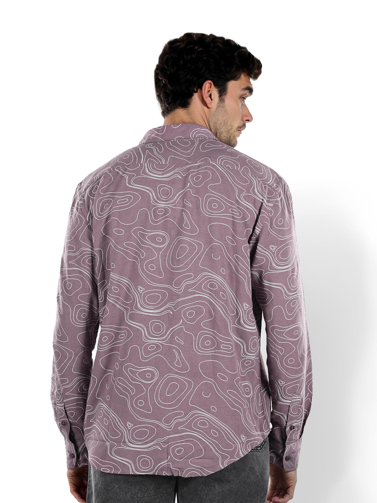 Purple Printed Linen Shirt