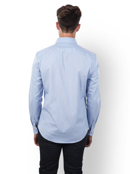 Blue Solid Cotton Shirt