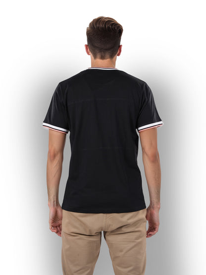 Black Colourblock Cotton T-shirt