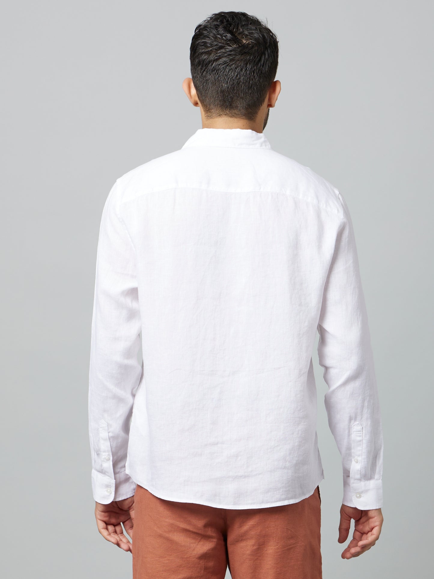 White Solid Linen Shirt