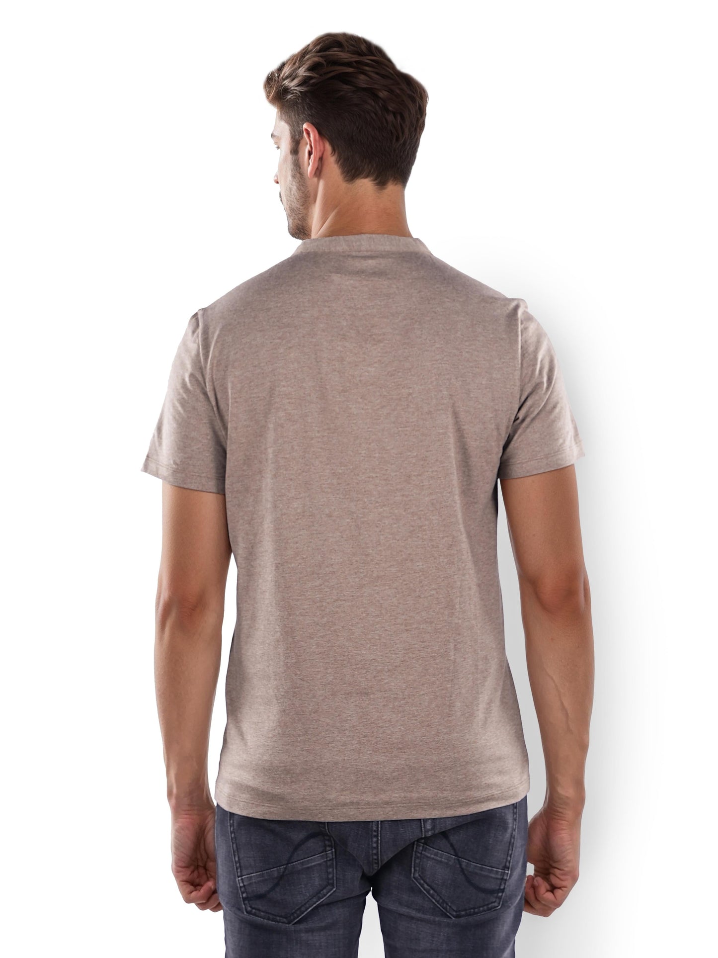 Taupe Solid Cotton T-Shirt