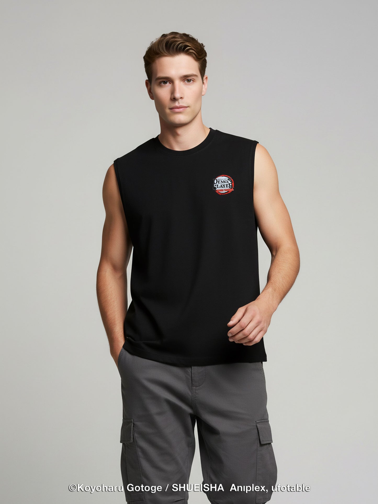 Celio Men Black Printed Oversized Cotton Demon Slayer T-Shirt