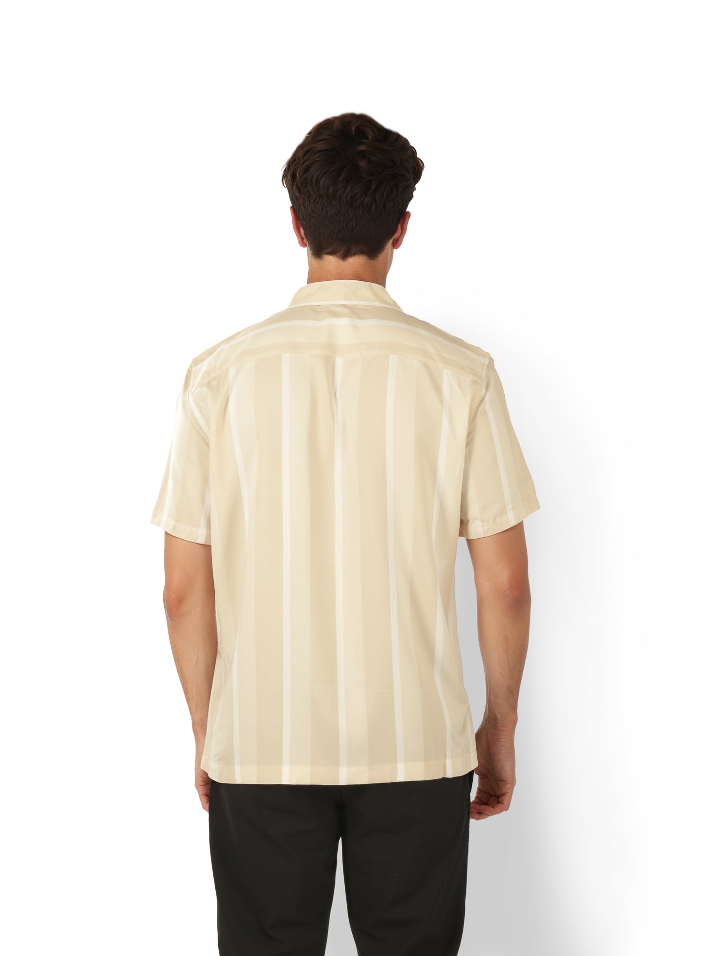 Beige Striped Viscose Shirt