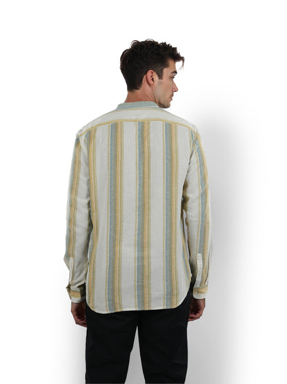 Beige Striped Cotton Shirt