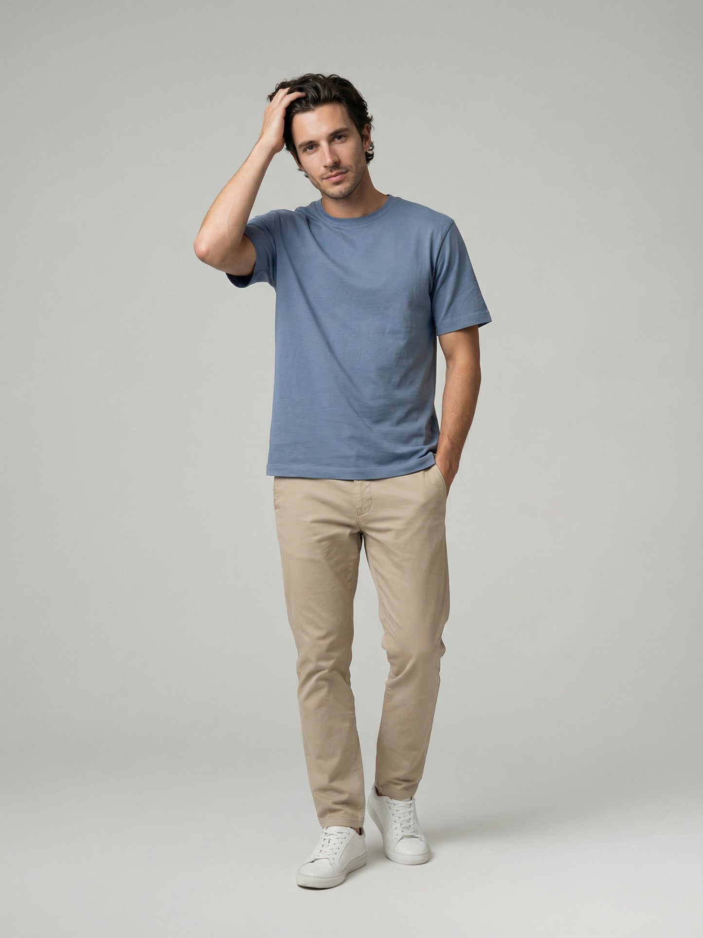 Celio Mens Blue Solid Slim Fit Cotton T-Shirts