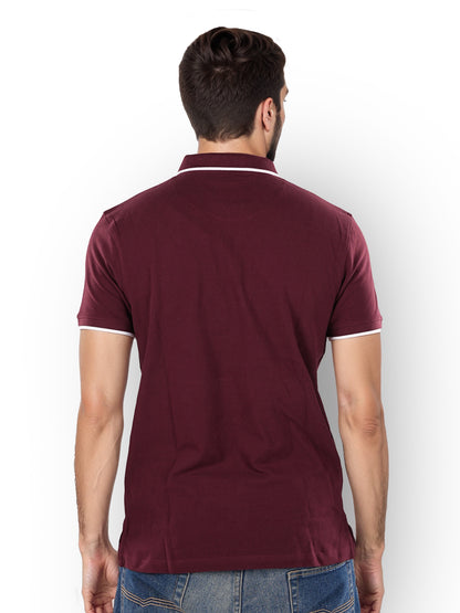 Burgundy Solid Cotton T-Shirt