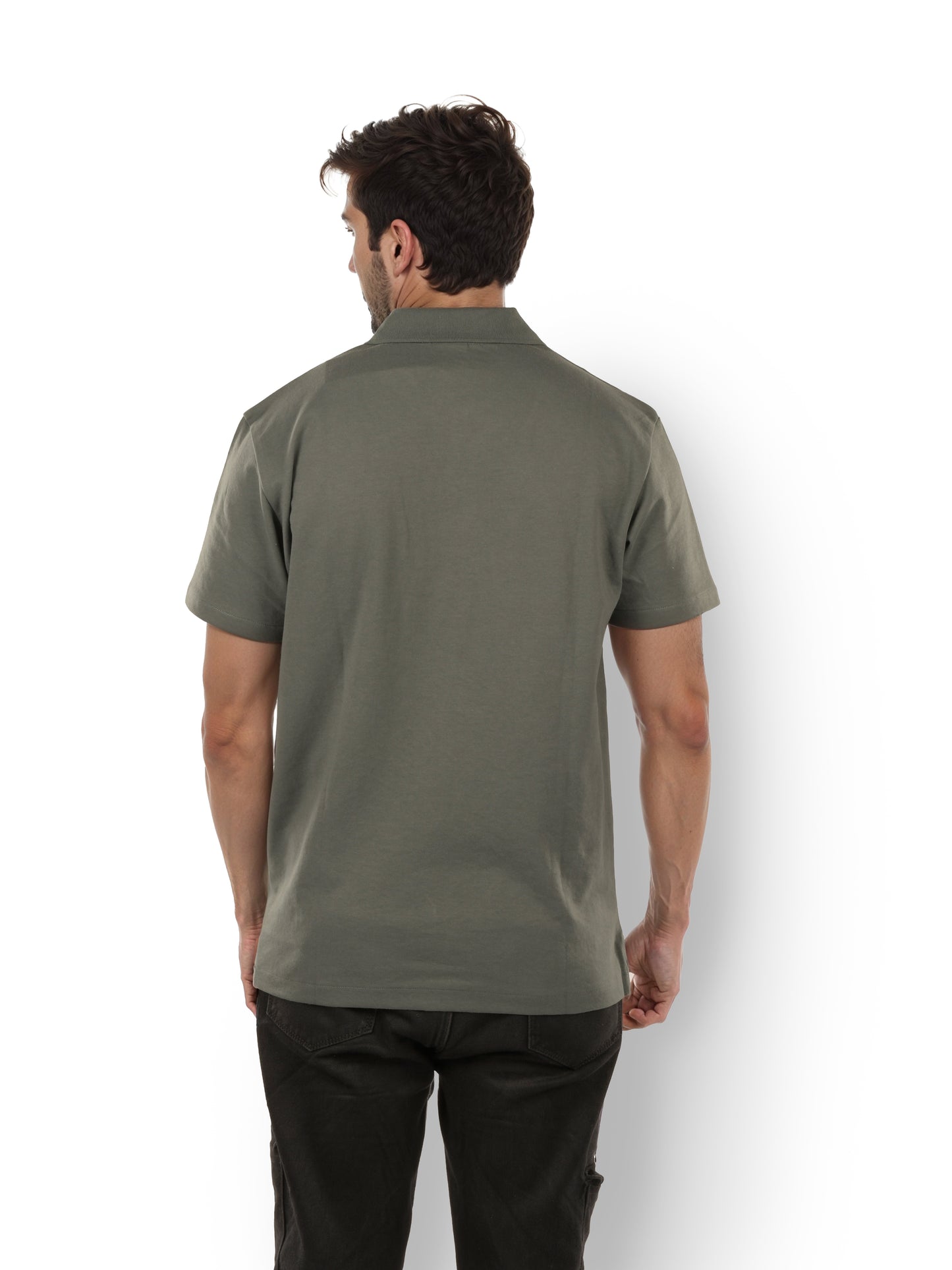 Grey Solid Cotton Polo