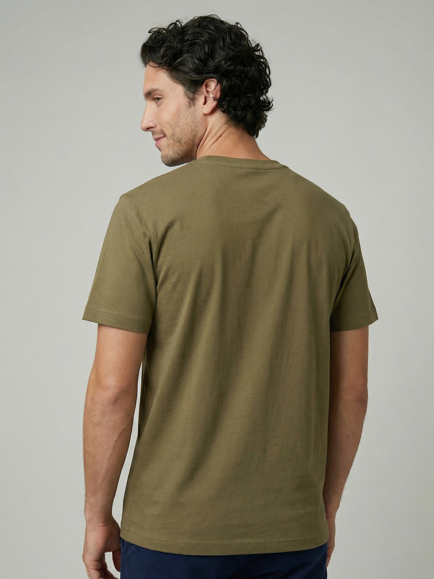 Celio Mens Olive Solid Slim Fit Cotton T-Shirts
