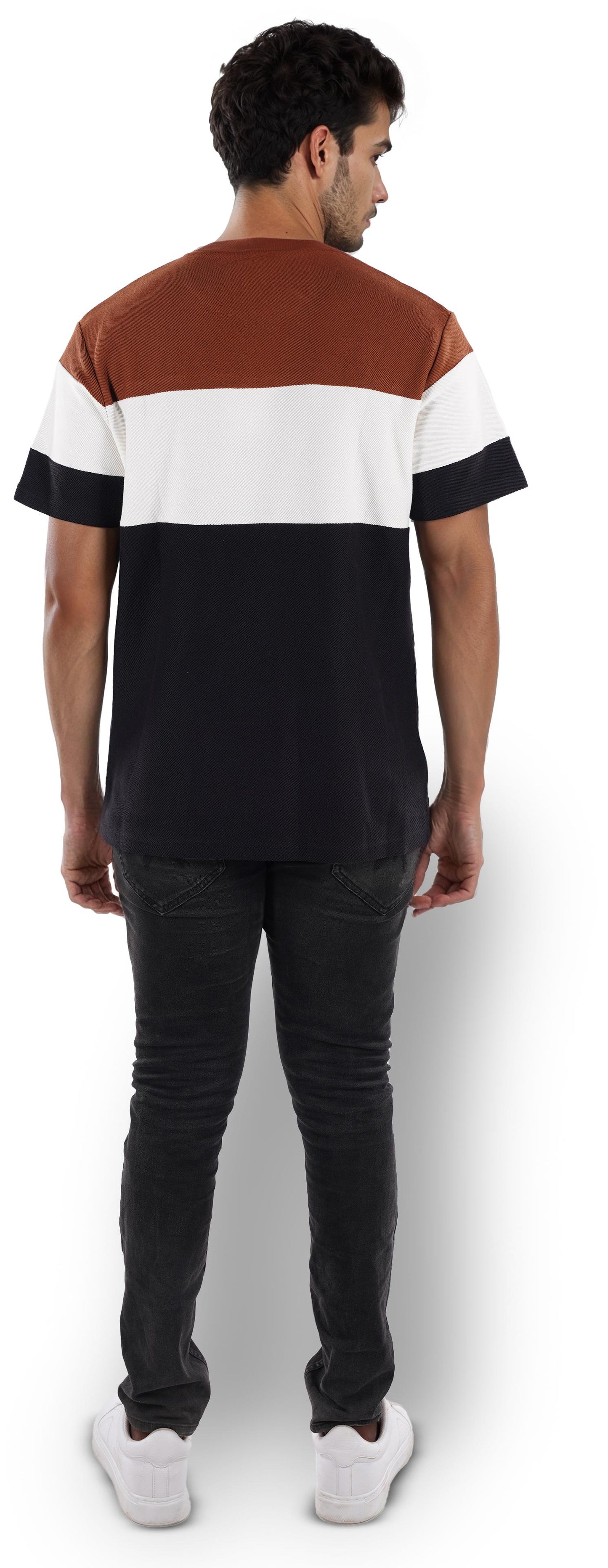 Black Colourblock Cotton T-shirt