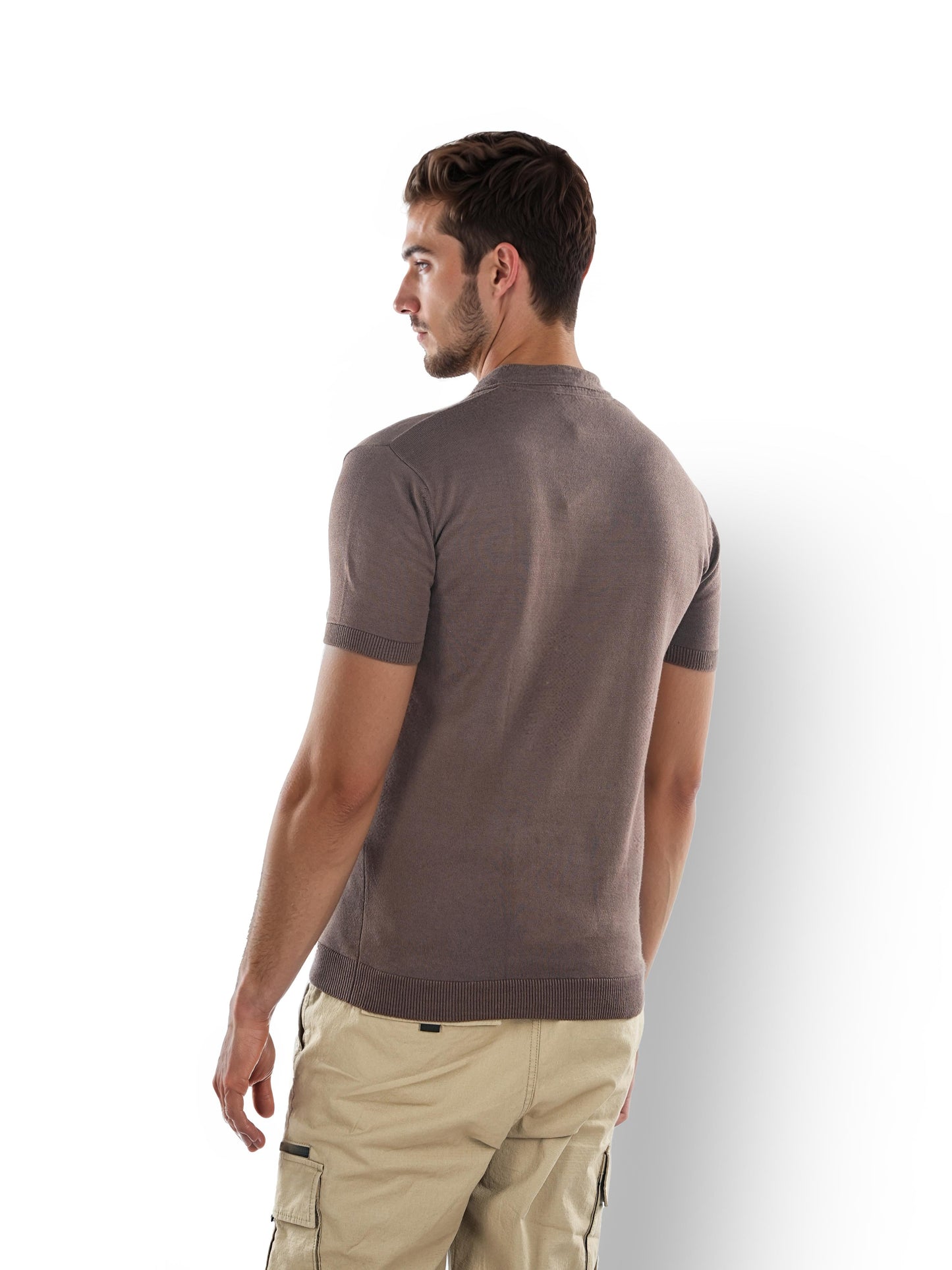 Brown Solid Cotton Polo