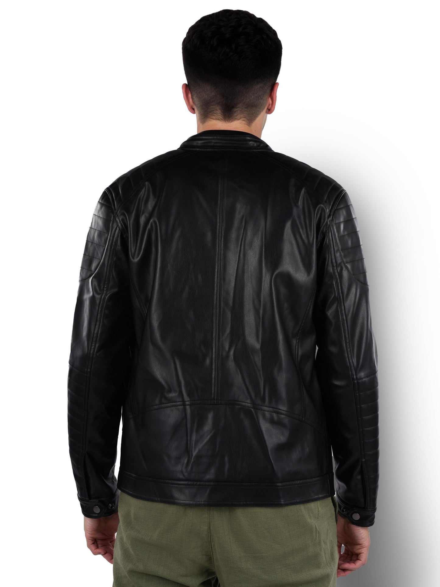 Black Solid Polyamide Jacket