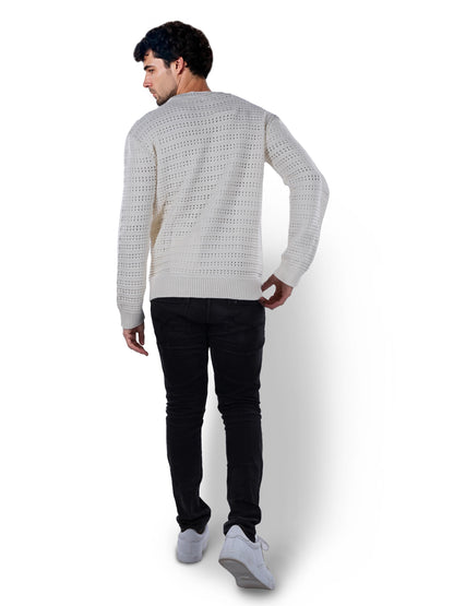 Beige Solid Cotton Sweater