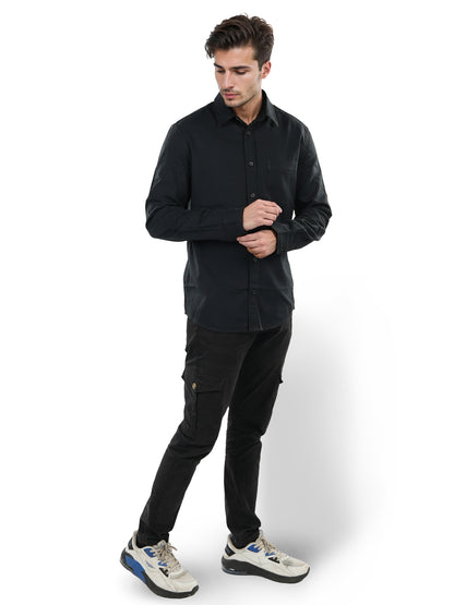 Black Solid Cotton Shirt