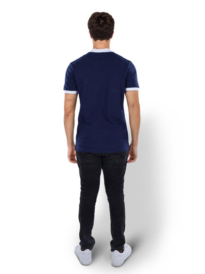 Navy Blue Solid Cotton Polo