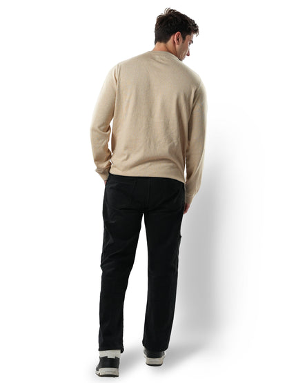 Brown Solid Cotton Sweater