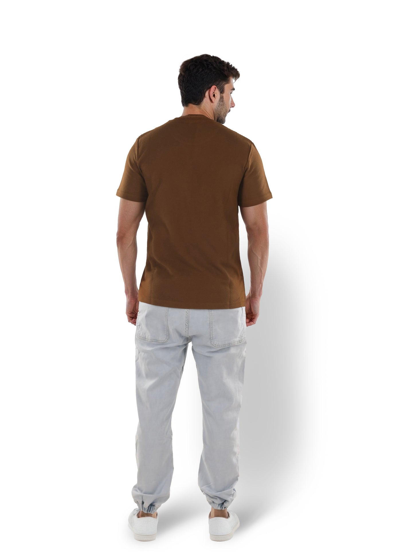 Brown Solid Cotton T-shirt