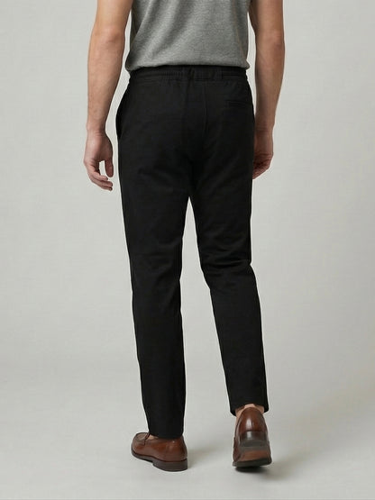Celio Mens Black Knit Slim Fit Cotton Casual Trouser