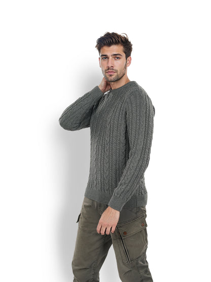 Khaki Solid Cotton Sweater