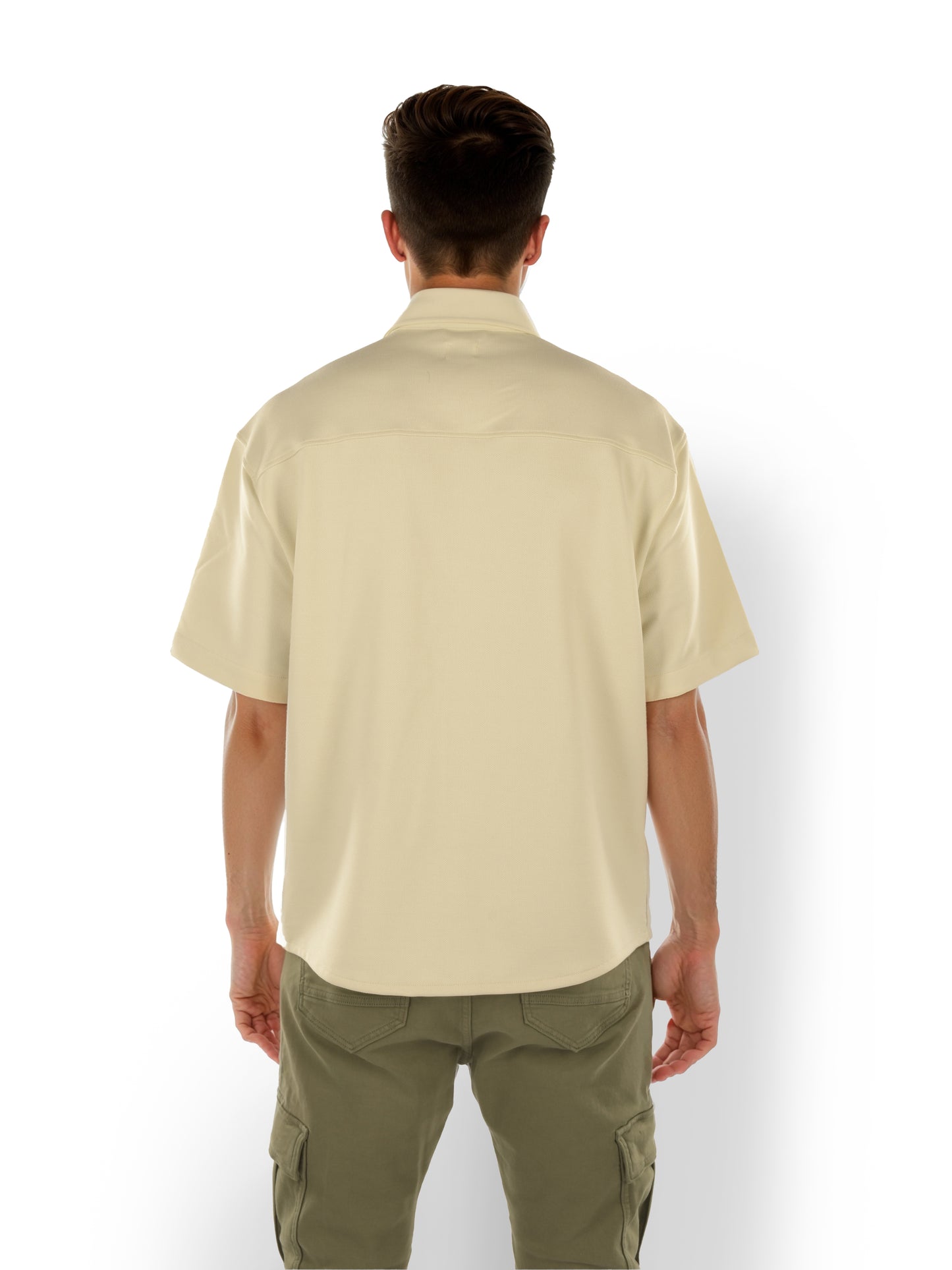 Beige Solid Polyester Shirt