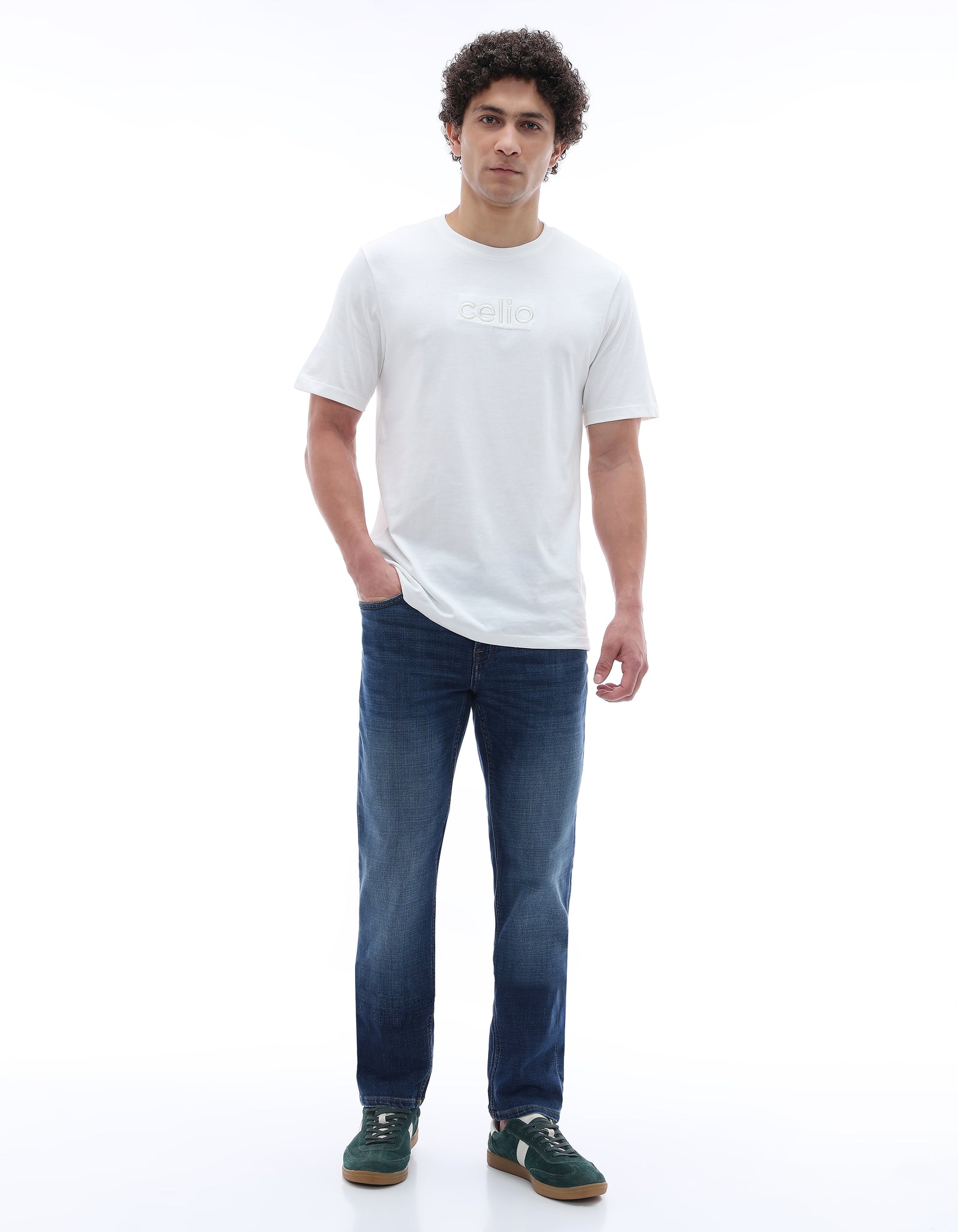 Celio Solid Straight Fit Cotton Poly Blend Grey Jeans