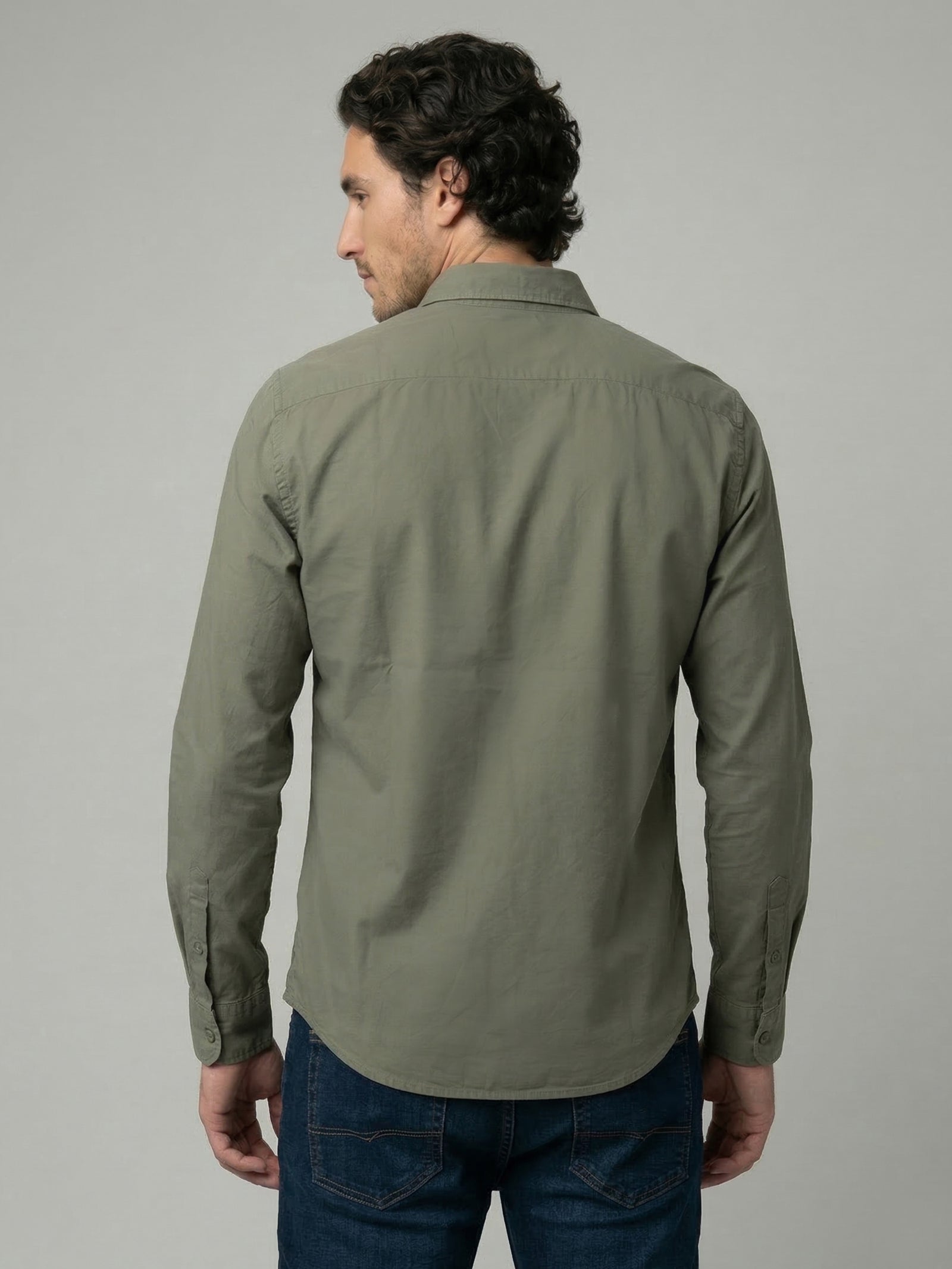 Celio Mens Olive Solid Regular Fit Cotton Shirts