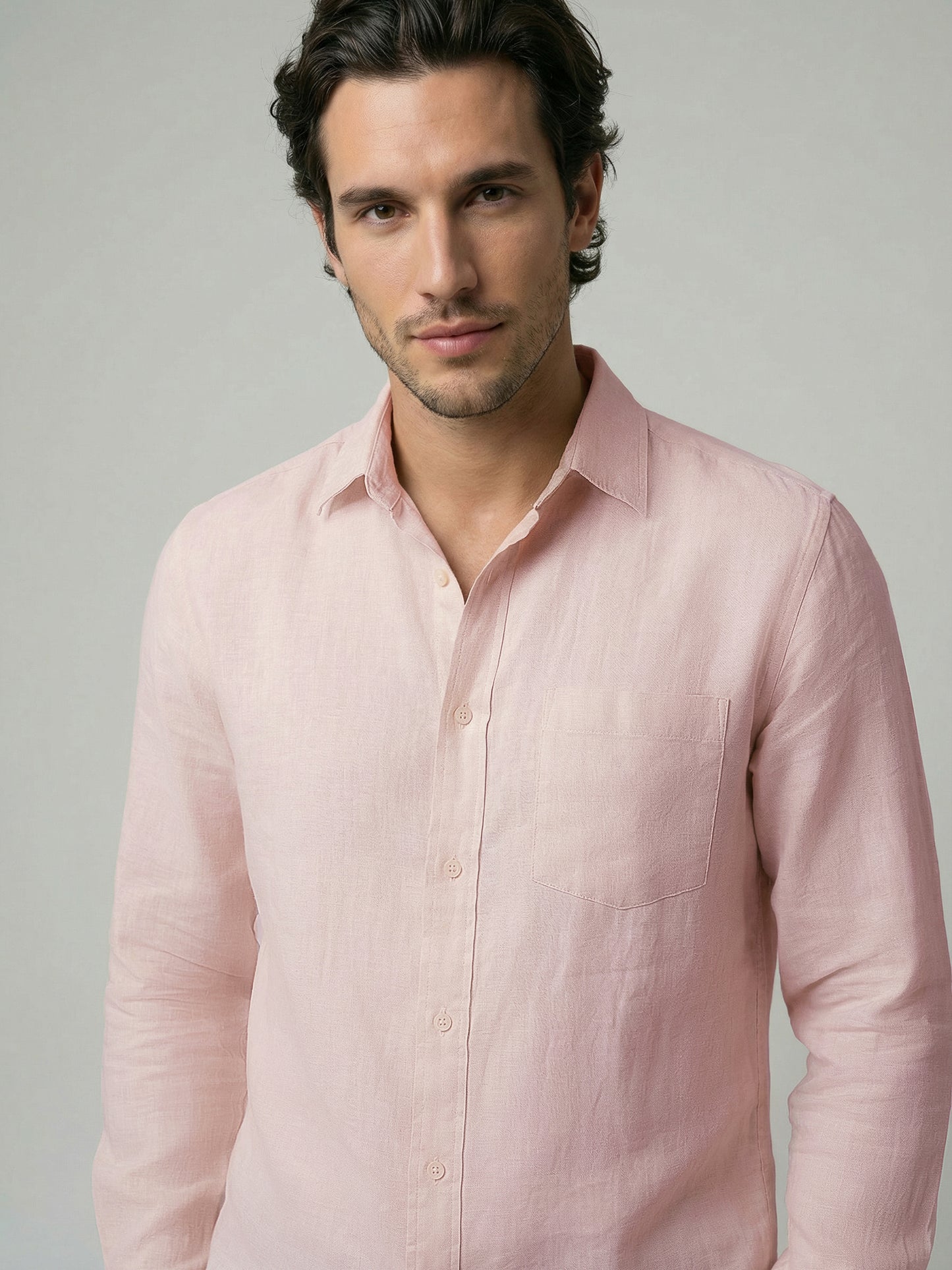 Celio Mens Orange Solid Regular Fit Linen Shirts