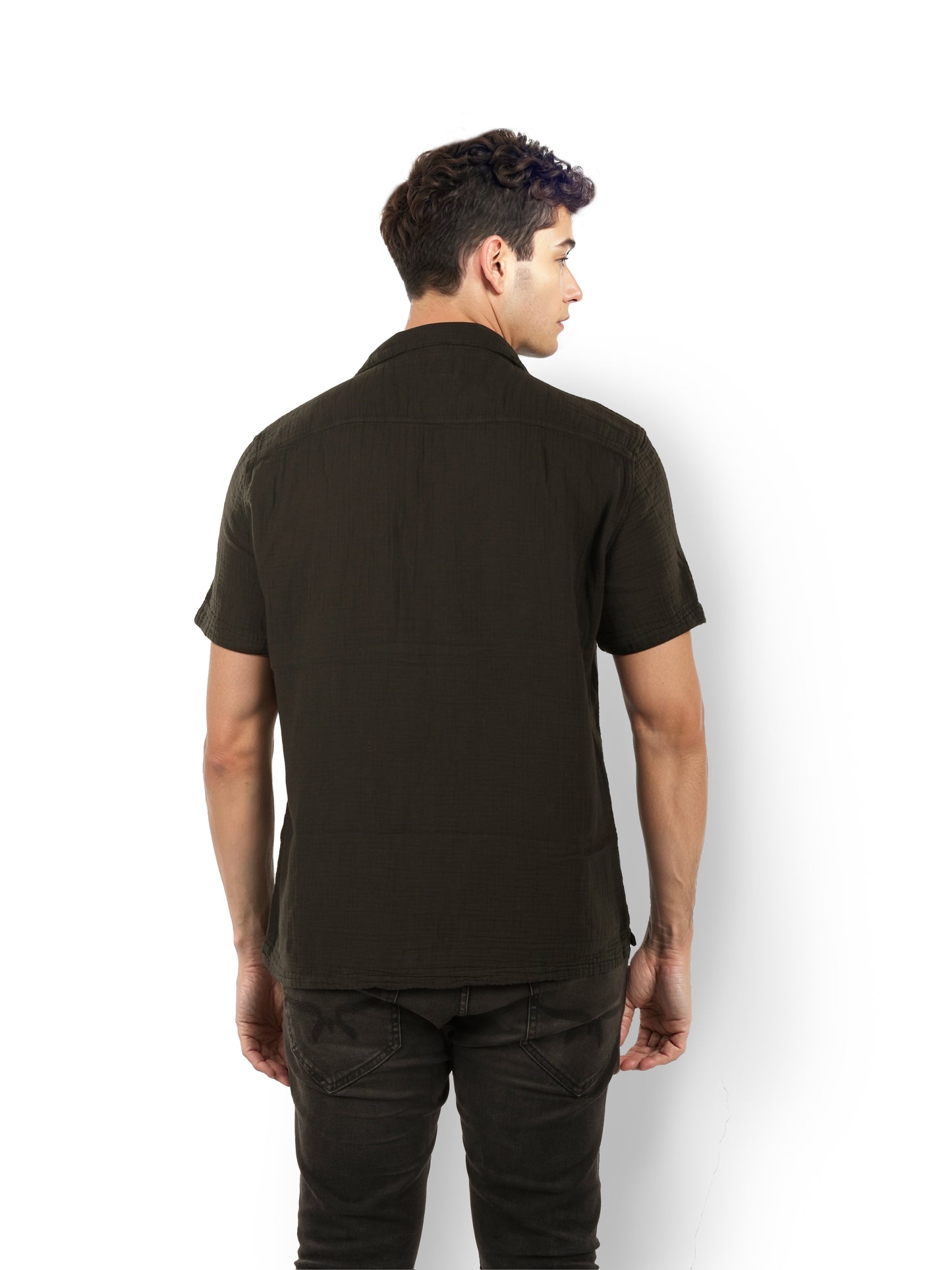 Black Solid Cotton Shirt