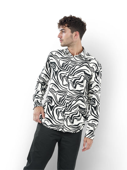 White Printed Viscose Shirt