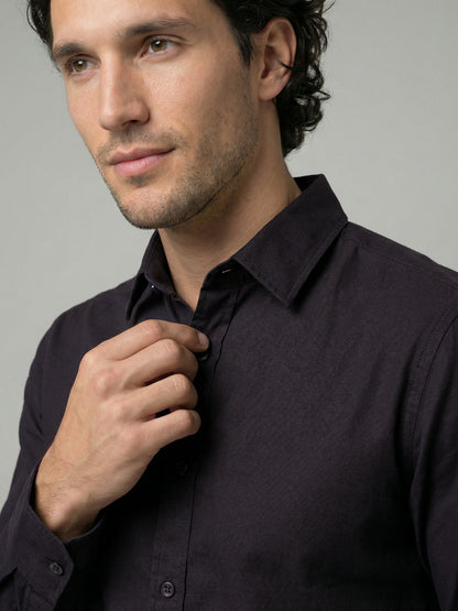 Celio Mens Brown Solid Regular Fit Cotton Shirts