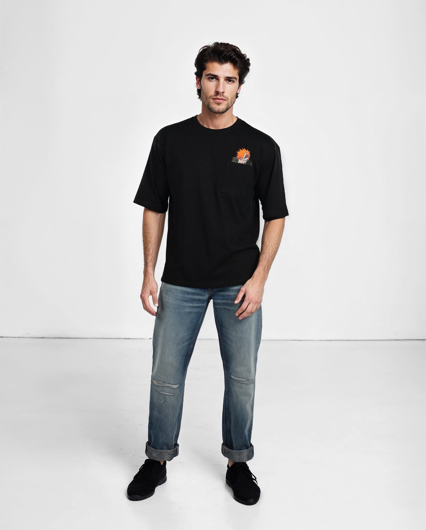 Bleach - Black Printed Oversized Cotton T-shirt