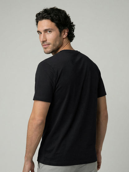 Celio Mens Black Solid Slim Fit Cotton T-Shirts