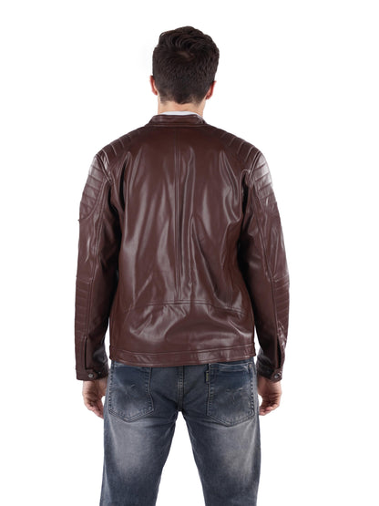 Brown Solid Polyamide Jacket