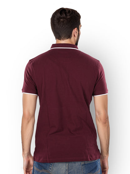 Burgundy Solid Cotton Polo