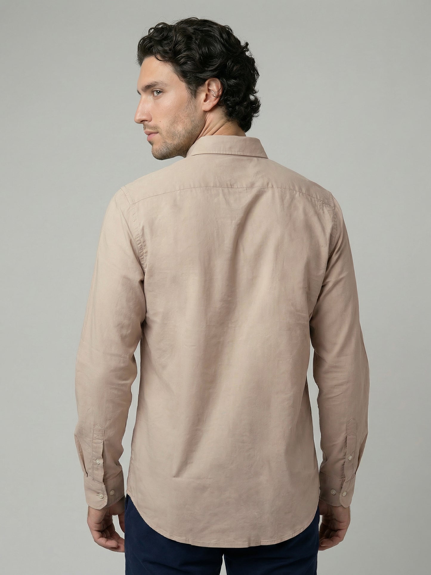 Celio Mens Beige Solid Regular Fit Cotton Shirts